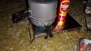 シングルバーナーと遮熱テーブル