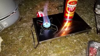 シングルバーナーと遮熱テーブル