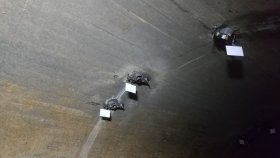 亀の瀬地すべり対策事業杭工見学集水ボーリング工端