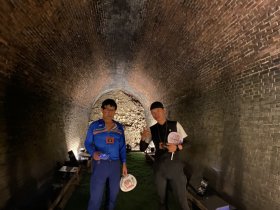 亀の瀬地すべり対策事業杭工見学　